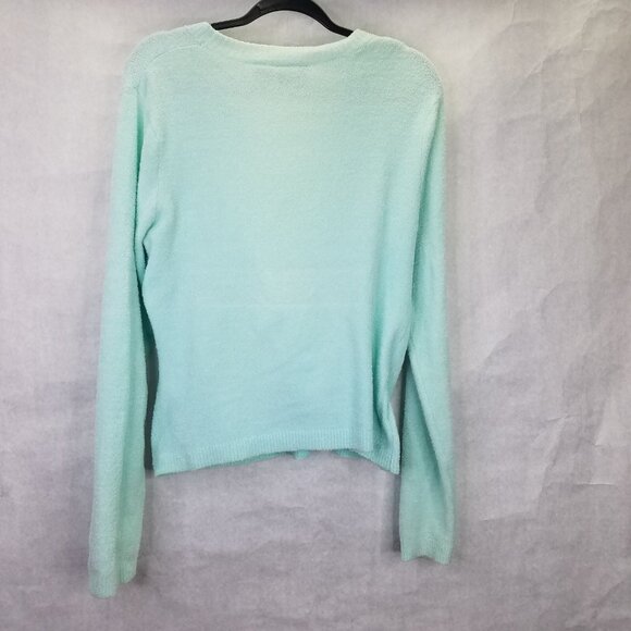 Lily Stanhope Ballet Sweater Women's L Green Pullover Cross Front Eyelash Knit - Picture 6 of 15